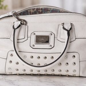 GUESS White Studded Satchel